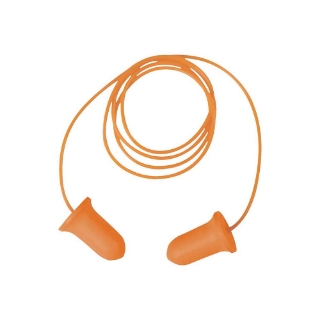 Picture of ERB Corded Ear Plugs | 200 Pair Dispenser Box | Bell Shaped Hi-Viz Orange | ANSI S3.19 SNR 34 dB