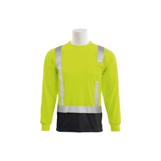 Picture of ERB Long Sleeve T-Shirt | Hi-Viz Lime | XL | Type R | Class 2 Birdseye Mesh with Black Bottom