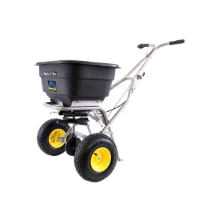 Picture of Sypker Commercial Push Spreader | Mulch & More | Stainless Steel |120-Lb. Capacity