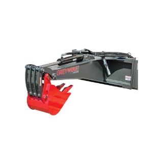 Picture of GreyWolf Backhoe Attachment for Skid Steer Loaders | Gray/Red Powder Coat